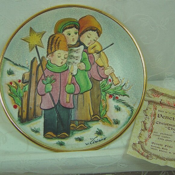 Vintage Veneto Flair plate by V. Tiziano-"The Carolers"-1979 - Picture 1 of 5